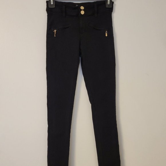 Shinestar black stretch skinny leggings with back pockets sz: M - Picture 2 of 2